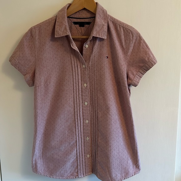 Tommy Hilfiger VGUC light purple button down short sleeved blouse, cotton. - Picture 2 of 16